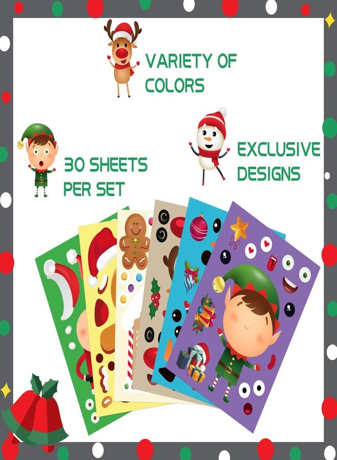 Funnlot Christmas Stickers for Kids - 30PCS Christmas Games for Kids Xmas Stickers for Kid Crafts Make Your Own Face Sticker Xmas Party Activities Crafts Favors Supplies for Toddlers Age 4-8 8-12 - Image 4